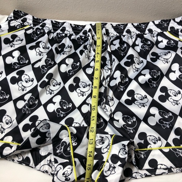 Disney Mickey Satin Drawstring Elastic Waist Pocket Black White Pajama Shorts 1X - Picture 11 of 13